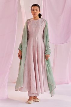 Shop for Keosha Silver Silk Chanderi Aleysa Resham Embroidered Kurta And Sharara Set for Women Online at Aza Fashions A Line Salwar Suits, Pink Silk Long Sleeve Anarkali Set, Long Sleeve Pink Silk Anarkali Set, Pink Long Sleeve Silk Anarkali Set, Pink Unstitched Slub Silk Anarkali Set, Silk Kurta With Chikankari Embroidery, Floor-length, Pink Tussar Silk Anarkali Set With Traditional Drape, Silk Chikankari Embroidery Floor-length Kurta, Traditional Drape Pink Tussar Silk Anarkali Set