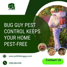 a pest control poster with the words, bug guy pest control keeps your home pest free