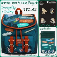 Boxlunch Exclusives X Loungefly X Disney X Peter Pan Lost Boys Rucksack, Cardholder & 4 Pc. Pins Set! Fantastic Set For Anyone Who Loves Traveling To Neverland!! Please Note: Color Is Most Accurate In My Own Pics! Stock Photos Look More Teal Blue Than The Teal Green They Are Irl. Nwt Themed Travel Bags For Back To School, Themed Travel Bag With Case Included, Disneyland Backpack, Backpack With Pins, Lost Boys Peter Pan, Insulated Backpack, Mickey Mouse Backpack, Minnie Mouse Backpack, Plaid Backpack