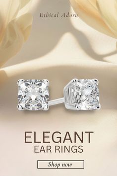 These cushion cut solitaire moissanite stud earrings shine  and catch light . Well-made for a forever, these earrings are a perfect complement to any jewelry set. #earrings #jewellery #diamond Cushion Cut Solitaire, Cushion Cut Moissanite, Jewellery Diamond, Set Earrings, Solitaire Studs, Moissanite Earrings, White Rose Gold, White Rose, Cushion Cut