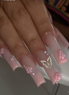 Girly Stilleto Nails, Nails 23, Long Acrylic Nail Designs, French Tip Acrylic Nails, Acrylic Nails Coffin Pink