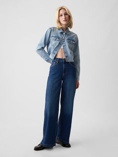 Fit: Fitted in the waist & hips with a full-length, relaxed wide leg.  This jean has a loose fit – Straight High Waisted Jeans, Del Water Gap, Gap Jeans, Material Girls, High Rise Jeans, Women's Jeans, Stretch Jeans, Wide Leg Jeans, Spring Summer Fashion