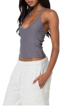 Full-range movement is a breeze in this racerback tank made with generous stretch. Scoop neck Racerback 45% rayon, 45% nylon, 10% spandex Machine wash, line dry Imported Casual Gray Tank Top With Built-in Bra, Gray Athleisure Tank Top With Built-in Bra, Sporty Seamless T-back Tank Top, Summer Gym T-back Tops, Stretch Tank Top With Scoop Back For Spring, Athleisure Stretch Racerback Tank Top, Stretch Racerback Tank Top For Athleisure, Athleisure Scoop Neck Top With Seamless Construction, Sporty Tank Top With Medium Support And T-back