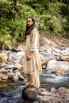 YOSEPH is an elongated shirt, a masculine male dress, a kurta top or some combination of them . . . YOSEPH is eco-friendly made of naturally dyed and block printed handwoven breathable cotton . . . It has a three quarter length sleeve . . . Our model is 6'1 (185 cm) and he is wearing M/L . . . We named it Yoseph after the biblical character of Joseph who was known for wearing a "Kehonet Passim" (colourful gown with stripes). ~~~~~~~~~~~~~~~~~~~~~~~~~~~~~~~~~ Measurements: M/L Length 47 inches / Mens Kimono Jacket, Ritual Clothing, Colorful Gown, Mens Poncho, Ceremonial Clothing, Male Dress, Kurta Top, Male Kimono, Viking Clothing