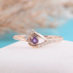 "Amethyst ring, Promise ring gold, Women ring gold, Dainty ring gold, Minimalist ring, Purple stone ring, Amethyst jewelry, Gold ring for her WE OFFER UNLIMITED PERIOD INSTALLMENTS PLAN This is a beautiful, stunning, feminine ring that works well for all occasions, styles, and ages. You will love it! Ring information Main stone: Amethyst Approximate size: 3.0mm Accent stone: Cubic zirconia Metal type: Gold Metal stamp: 14k solid gold Same ring with peridot - https://www.etsy.com/listing/24236383 Fine Jewelry Amethyst Crystal Promise Ring, Fine Jewelry Amethyst Crystal Ring For Promise, Amethyst Diamond Promise Ring With Accent Stones, Elegant Amethyst Promise Ring With Open Design, 14k Gold Amethyst Open Ring, Rose Gold Amethyst Birthstone Ring For Promise, Rose Gold Amethyst Birthstone Promise Ring, Elegant Open Amethyst Promise Ring, Rose Gold Amethyst Promise Ring