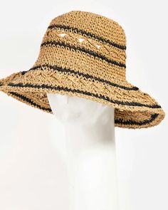 This Crochet Stripe Straw Bucket Hat is the perfect addition to your summer wardrobe! With its ivory color and intricate crochet pattern, it will make any outfit look stylish and chic. Get ready for some serious compliments when you put this hat on! This sun hat is the perfect way to accessorize a plus-size swimsuit and coverup from our extended size swimwear collection. Melissa Masse Crochet Stripe Straw Bucket Hat | KHAKI STRIPE | Accessories | Materials & Care Instructions: ['100% Cotton', 'Made in USA'] One Size Woven Sun Hat For Vacation, Trendy Beige Crochet Hat For Vacation, Summer Woven Straw Hat One Size, Woven Straw Hat For Vacation, Spring Handwoven Crochet Hat With Short Brim, Handwoven Crochet Hat With Flat Brim, Woven Sun Hat For Beach, Trendy Crochet Sun Hat For Vacation, Trendy Crochet Hat For Beach, Made Of Yarn