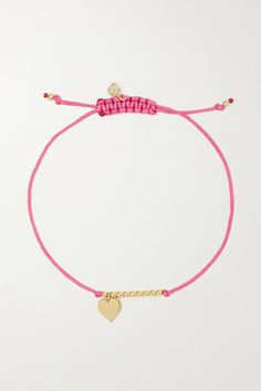 Sydney Evan's bracelet is strung with a polished love heart - it'll make such a thoughtful gift for someone who needs a boost of positivity. Threaded onto vibrant pink cord, the dainty charm sits neatly between 14-karat gold beads. Stack yours with other styles from the brand. -- Adjustable slider fastening - Comes in a designer-stamped box - NET-A-PORTER is a certified member of the Responsible Jewellery Council Adjustable 14k Yellow Gold Heart Bracelet, Adjustable 14k Gold Bracelet With Heart Charm, Preppy Christmas Gifts, Preppy Bracelets, Preppy Jewelry, Pure Heart, Dope Jewelry, Sydney Evan, Cord Bracelet