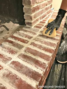 Mortar Wash Brick Fireplace, Mortar Wash Brick, Wash Brick Fireplace, Mortar Wash, Dimples And Tangles