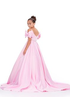 Ashley Lauren Kids 8237 Off the Shoulder Satin Ball Gown Pageant Dress Bows A Line Girls Feel like a princess in this satin ball gown. This gown features off the shoulder bows and pearl accents on the straps and belt. COLORS: Pink Sizes: 6 Off Shoulder Beaded Accents Ball Gown Satin Ashley Lauren, Satin Ball Gown, One Shoulder Jumpsuit, Girls Pageant Dresses, Ball Gown Skirt, Pageant Gowns, Pageant Dress, Glass Slipper, Dress Satin