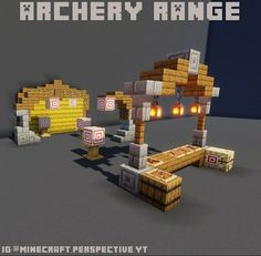 an image of some sort of minecraft furniture set up with the text archery range on it