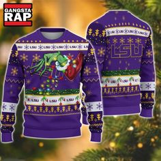 NCAA LSU Tigers Grinch Hand Ugly Christmas Sweater Get into the holiday spirit with the NCAA LSU Tigers Grinch Hand Ugly Christmas Sweater, the perfect blend of **college football gear** and festive cheer. This unique **ugly Christmas sweater** is designed for fans who want to showcase their **LSU Tigers** pride while celebrating the magic of the **holiday season**. Crafted from a soft acrylic blend, this sweater offers comfort and warmth, making it ideal for those chilly winter gatherings. The Vintage Grinch, Viking Christmas, Unique Ugly Christmas Sweater, Grinch Characters, Grinch Hands, Football Christmas, Christmas Ugly Sweater, Holiday Attire, Lsu Tigers