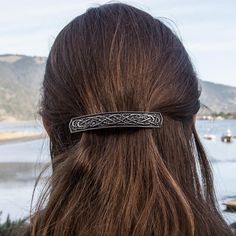 Hair Clip |  Britannia Metal | Celtic Bar 80mm Celtic Knot Hair, Celtic Hair, Raven Jewelry, Knot Hair, Norse Jewelry, Ponytail Bun, French Clip, Wiccan Jewelry, Ceramic Hair