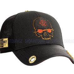 Red Monkey Hell Raiser Black Rm1438 New Limited Unisex Trucker Snapback Hat Cap Red Monkey Hell Raiser Is The Final Release Of The Summer 2023 Collection. A Low Crown Split Seam Cotton Wool Blend Features An Embroidered Graphic And Is Paired With A Perforated Leather Visor. 18k Gold Plated Hardware. Part Of The 'Heaven And Hell' Series, The Hell Skull Definitely Pushes The Envelope! Black Wool Base Is Embellished With A 3-D Embroidered Graphic On The Front Panel. The Depth Of The Graphic Must Be Black Brimmed Breathable Hat, Black Breathable Short Brim Hat, Black Punk Style Baseball Cap, Black Metal Fashion, Hell Raiser, Monkey Accessories, Red Monkey, Georgia Tech Yellow Jackets, Flex Fit Hats