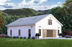 this is an artist's rendering of a two - story garage