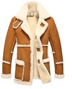 Men`s RAF Trench Coat Brown Real Sheepskin Shearling Leather Jacket | eBay Mens Shearling Coat, Trench Coat Brown, Shearling Leather Jacket, Military Inspired Fashion, Revival Clothing, Jacket Fur, Fur Leather Jacket, Mens Fur, Sheepskin Jacket