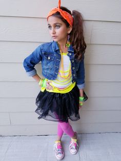 Girls 80s Outfits Kids, Decades Day, Wacky Wednesday, 80s Costume, 80's Fashion, School Dress, Dress Up Day, 80s Outfit, Spirit Week