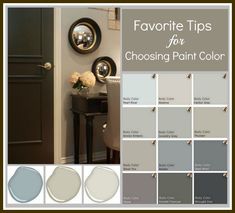 the color scheme for choosing paint colors is gray and white, with an assortment of different shades