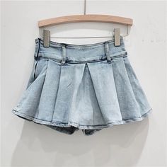 Olivia Mark - High-waisted Denim A-Line Skirt with Pleats and Stylish Detailing Skirt With Pleats, Pink Mermaid, Light Blue Color, Types Of Skirts, High Waisted Denim, Terry Cloth, A Line Skirt, A Line Skirts, Maxi Skirt