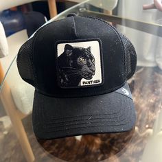 Brand New Never Woren Black Panther Snap Back Black Trucker Hat With Short Brim For Streetwear, Black Curved Brim Trucker Hat For Winter, Black Casual Trucker Hat With Short Brim, Black Panther Hat, Driving Hat, Driving Cap, Aesthetic Street, Hat Aesthetic, Mexican Hat