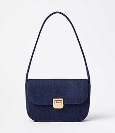 Topped with a gilded lock closure, this denim shoulder bag is the perfect mix of relaxed cool - and pretty polish. Inside patch pocket. 8" x 5" x 2".,Imported:Imported Loft Denim Shoulder Bag Denim Blue Melange Women's by Loft Size Regular - One Size Denim Blue Melange Women's Bags, &, Clutches, Shoulder, Bags, Bags Classic Denim Bag For Everyday Use, Everyday Denim Bags With Gold-tone Hardware, Denim Bags With Gold-tone Hardware For Everyday Use, Elegant Denim Blue Bag For Everyday Use, Chic Rectangular Denim Shoulder Bag, Chic Denim Blue Rectangular Shoulder Bag, Denim Shoulder Bag, Promo Gifts, Denim Shoulder Bags