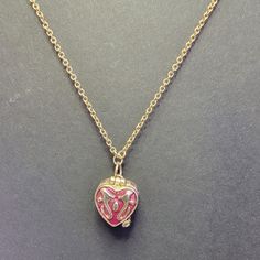 Nwot Absolutely Gorgeous Very Rare Unique Vintage Gold/Dk Pink Prayer Locket Necklace 14" Chain See All 6 Pics All My Listing Are Cross Posted Check Out My Listing Hello Kitty Items, & So Much Much More Listed All The Time Ty Pink Heart-shaped Jewelry With Clavicle Chain, Pink Heart-shaped Clavicle Chain Jewelry, Pink Heart Necklace With Clavicle Chain For Valentine's Day, Rose Gold Heart-shaped Chain Necklace, Valentine's Day Pink Heart Necklace With Clavicle Chain, Pink Round Pendant Jewelry With Heart Charm, Pink Heart Charm Round Pendant Jewelry, Pink Heart Pendant Necklace With Clavicle Chain, Pink Round Pendant With Heart Charm