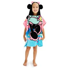 They'll love showing off their favorite character with this Disney's Minnie Mouse Hooded Towel Poncho by The Big One Kids. © Disney They'll love showing off their favorite character with this Disney's Minnie Mouse Hooded Towel Poncho by The Big One Kids. © Disney WHAT'S INCLUDED 24"H x 48"W HoodedCONSTRUCTION & CARE Cotton Machine wash ImportedRESPONSIBLE Tested for harmful substances MADE IN GREEN by OEKO-TEX® CERTIFIED Certification no. M21LUDLL66 Testing Institute: Hohenstein Textile Testing Hooded Towel Poncho, Towel Poncho, Towel Rug, The Big One, Hooded Towel, How To Show Love, Gender Female, Favorite Character, Minnie Mouse