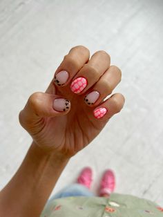 bright orange and pink with cheetah print french tips 🩷🧡🤎 #nailart #luminary #naildesign #summernails Preppy Nails, Cowboy Nails, Hippie Nails, Simple Gel Nails, Pointed Nails, Minimal Nails