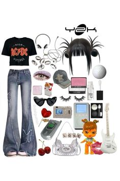 Power Moodboard, Red Music Aesthetic, 2000s Aesthetic Outfits, Back To School Y2k, Edgy Fits, Young Adult Fashion, Y2k Icons, Edgy Girls, 2000s Girl