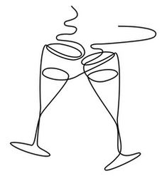 a line drawing of two champagne flutes