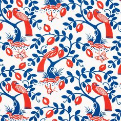 Buy 177471 Olive Tree Blue & Red by Schumacher Fabric Schumacher Tree Of Life, Orange And Blue Bird Wallpaper, Schumacher Citrus Garden Fabric, Online Shipping, Barn Interior, Project Site, Schumacher Fabric, Premier Designs, Residential Interior Design