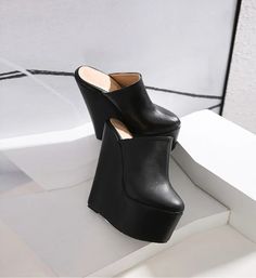 Take your wardrobe to new heights with these Always Confident Extreme Wedge Heels. Featuring a black PU material with a closed toe design and an extreme platform height, we're obsessed. Slippers Black, Platform Wedge, Toe Designs, Black 7, Platform Wedges, Platform Shoes, Wedge Heels, A Black, Black Shoes