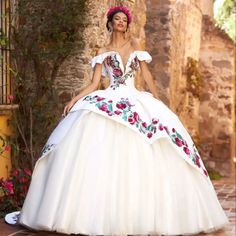 White Charro Quinceanera Dresses Ball Gown Tulle Appliques Puffy Mexican Sweet16.  "This pin contains affiliate links, which means I may earn a commission at no cost to you extra for you". 
 #affiliate #advertising" Quinceanera Dresses Green, Quinceanera Dresses Black, Split Front Skirt, Vestido Charro, Charro Quinceanera, Charro Quinceanera Dresses, Mary's Bridal, Quinceanera Dresses Blue, Boda Mexicana