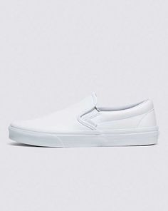 Classic Slip-On Tumble Shoe Vans White Slip-on Sneakers With Rubber Sole, Classic Skate Shoes With Rubber Toe Cap, Slip-resistant Vans Sneakers With Round Toe, Vans Slip-resistant Round Toe Sneakers, Vans Slip-resistant Sneakers, White Vulcanized Sole Slip-ons For Streetwear, Classic Synthetic Skate Shoes With Vulcanized Sole, White Vans Slip-on Sneakers With Rubber Sole, Classic Vans Slip-on Sneakers