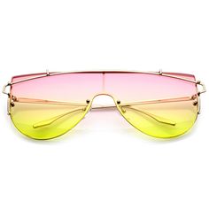 Futuristic Rimless Metal Crossbar Gradient Colored Mono Lens Shield Sunglasses 64mm  #sunglasses #bold #frame #sunglass #womens #purple #mirrored #oversized #summer #clear Glasses Futuristic, Futuristic Glasses, Futuristic Sunglasses, Metal Frame Glasses, Flat Top Sunglasses, Rimless Glasses, Retro Glasses, Rimless Sunglasses, Shield Sunglasses