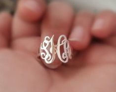 Monogram ring Sterling silver with initials-initials ring-you Preppy Things, Signet Rings Women, Soldered Jewelry, Rings Women, Silver Monogram, Name Ring, Monogram Ring, Name Rings, Signet Rings