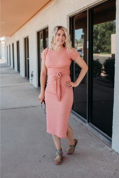 Add this midi dress to your wardrobe, you won't regret it! The mid length fit and waist tie fit is fun and flattering for both casual and dressy occasions including brunch, vacation, and weddings. 73% Polyester, 22% Cotton, 5% Spandex Model is 5'6", size 34B bust, 26" waist, and shown wearing a size small Ribbed This style is fitted, can size up for looser fit Waist Tie, Mid Length, Dresses For Work, Loose Fitting, Coral, Midi Dress, Spandex, Weddings, Size Small