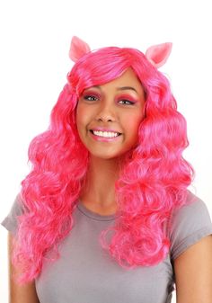 PRICES MAY VARY. 100% olefin synthetic hair Mesh wig cap has elastic edge for snug fit Styled w/ side part & long waves Each ear is attached to a metal alligator clip Officially licensed My Little Pony Pinkie Pie, Pink Curls, My Little Pony Rarity, Fun Costumes, My Little Pony Costume, Pony Style, Magical Creature, Pink Tutu, Pinkie Pie