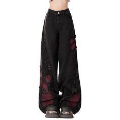 Black with Red Butterfly Jeans These Black with Red Butterfly Jeans are stylish and unique, making them a perfect addition to your wardrobe. The classic black color is accented with bold red butterfly designs, adding a playful touch to your look. Made with high-quality materials, these jeans offer both comfort and fashion. Size:S: Waist: 64cm/ 25.2 in, Hips: 90cm/ 35.4 in, Length: 101cm/ 39.8 inM: Waist: 68cm/ 26.8 in, Hips: 94cm/ 37.0 in, Length: 102cm/ 40.2 inL: Waist: 72cm/ 28.3 in, Hips: 98c Butterfly Jeans, Kawaii Swimsuit, Dark Academia Clothing, Anime Lingerie, Butterfly Designs, Cottagecore Fashion, Red Butterfly, Red Jeans, Kawaii Dress