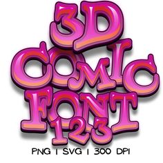 3D Comic Letters SVG, Graffiti Font PNG, Pink Alphabet, Doodle alphabet, Digital Letters, Clipart Letters, 3D font, Cricut Alphabet