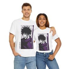 Jujutsu Kaisen Megumi Fushiguro Shirt Unisex Cotton Tee -Anime Merchandise   | eBay White Anime T-shirt For Cosplay, White Anime T-shirt With Sublimation Print, Anime Fan Merchandise Cotton Shirt, Cosplay Anime Print Cotton Shirt, Cotton Anime Shirt For Fan Merchandise, Anime Cotton Shirt For Fan Merchandise, Anime Style Cotton Shirt For Fans, Casual Character Print T-shirt For Cosplay, Anime Style Cotton Shirt With Character Print