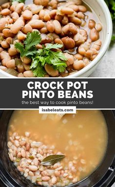 These flavorful, quick, and simple crock pot pinto beans pair with any meal and require no soaking at all! Nothing beats adding 7 simple ingredients to a slow cooker and letting it do all the work for you! Crockpot Pinto Beans Recipe, Crock Pot Pinto Beans, Homemade Baked Beans Recipe, Ham Hocks And Beans, Cook Beans, Best Baked Beans