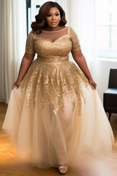 Xpluswear Plus Size Ball Gowns With Sleeves, Pearl Evening Gown, Masquerade Dress Plus Size, Mother Of The Bride Gold Dress, Fall Courthouse Wedding Dress, Plus Size Gold Dress, Plus Size Engagement Dress, Wedding Party Dresses For Bride, Black Formal Dress Plus Size