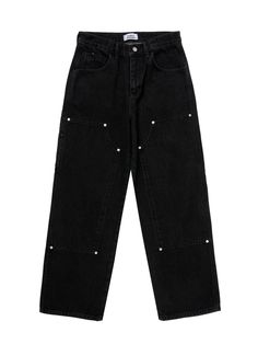 This is a comfortable and casual denim pants made out of sturdy 12.5oz cotton 100% fabric. With a design detail of standard silhouette, carpenter panel on the front legs, and natural and vintage color, it gives a trendy and casual look. - Standard silhouette- Suitable for all four seasons- Carpenter pants detail- Logo leather patch on the back waistband Black Carpenter Pants Outfit, Carpenter Pants Outfit, Pants Png, Fire Clothes, Essential Clothing, Vintage Wash Jeans, Carpenter Work, Clothes Wishlist, Casual Denim Pants