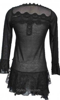 Rain Ladies PLUS SIZE Layered Vintage Victorian Blouse In Black Pretty Angel Clothing, Office Goth, Plus Size Shirt Dress, Dress Extender, Chic Cocktail Dress, Belted Skirt, Victorian Blouse, Black Lace Skirt, Gray Tunic