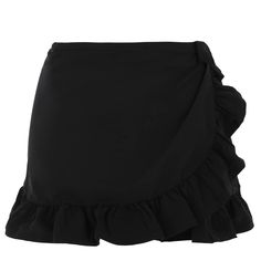 Sarong skirt Loffi BANANA MOON Black Chic Ruffled Swim Skirt For Summer, Beachwear Mini Skort, Ruffled Swim Skirt For Summer Party, Elegant Asymmetrical Beach Wrap Skirt, Chic Spring Sarong, Flowy Sarong For Summer, Elegant Beach Gathered Skirt, Elegant Gathered Beach Skirt, Summer Lined Pencil Wrap Skirt