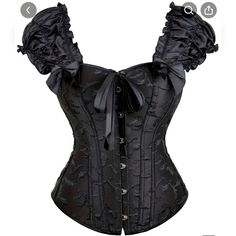 Ruffle Corset Bustier Front Buckle Lace Up Slimmer Puff Sleeve New Without Tags 90% Polyester 20% Spandex Christmas Performance, Ruffle Corset, Ruffles Sleeves, Future Wardrobe, Corset Bustier, Bustiers