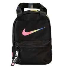 Nike Just Do It Shine Insulated Lunch Bag, Multi/ Black One Size. New And Sealed. Casual Black Lunch Bag For Travel, Nike Black Backpack For School, Nike Black Rectangular Backpack, Trendy Black Lunch Bag For Daily Use, Black Lunch Bag With Zipper For Daily Use, Trendy Black Rectangular Lunch Bag, Black Letter Print Bag For Back To School, Black Bags With Letter Print For Back To School, Nike Black Bag With Zipper Closure