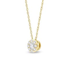 Complement any attire with the timeless sparkle of this lab-created multi-diamond pendant. 14K gold The round composite features multi-sized lab-created diamonds, the largest the 1/10 ct. center stone Certified lab-created diamonds; F color/SI2 clarity Includes certification card 1/4 ct. t.w. of lab-created diamonds 16.0- to 18.0-inch adjustable rope chain; spring-ring clasp Yellow Gold Diamond Necklace With Halo Setting, Dazzling Yellow Gold Diamond Necklace With Halo Setting, 14k Yellow Gold Diamond Necklace With Halo Setting, Yellow Gold Diamond Necklace With Halo Round Cut, Yellow Gold Diamond Necklace With Halo, Anniversary Yellow Gold Diamond Necklace With Halo Setting, Yellow Gold Diamond Necklace With Halo Setting For Anniversary, Classic Yellow Gold Diamond Necklace With Halo Setting, Classic Yellow Gold Diamond Necklace With Halo Design