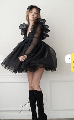 SELKIE The Caviar Sugarfrill Ruffles Puffy Puff Dress S Black | eBay Voluminous Mini Dress With Ruffles, Party Mini Dress With Ruffled Skirt And Sleeve, Evening Mini Dress With Ruffles And Voluminous Skirt, Voluminous Ruffled Mini Dress For Evening, Voluminous Dresses With Ruffle Hem For Party, Party Dress With Voluminous Skirt For Fall, Voluminous Ruffle Hem Dress For Party, Evening Puff Sleeve Dress With Ruffles, Black Ruffle Sleeve Party Dress