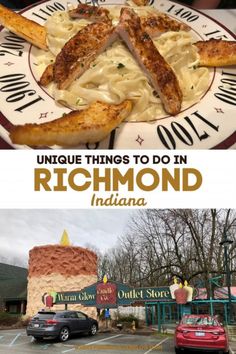 an image of food on a plate with the words unique things to do in richmond, indiana